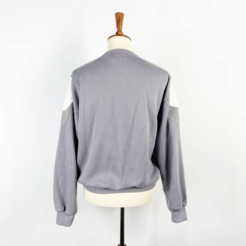 Vintage 80s 90s Ground Rules Grey Sweatshirt White Accent Patches Size Large - Picture 5 of 6